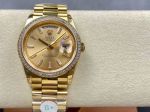 8+ Factory Rolex Day-Date ii Stainless Steel 36mm Yellow Gold Diamond-set Replica Watch
